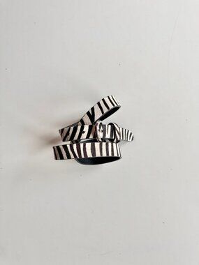 BANANA REPUBLIC Zebra Calf Hair Leather Buckle Skinny Hip Belt, Size S